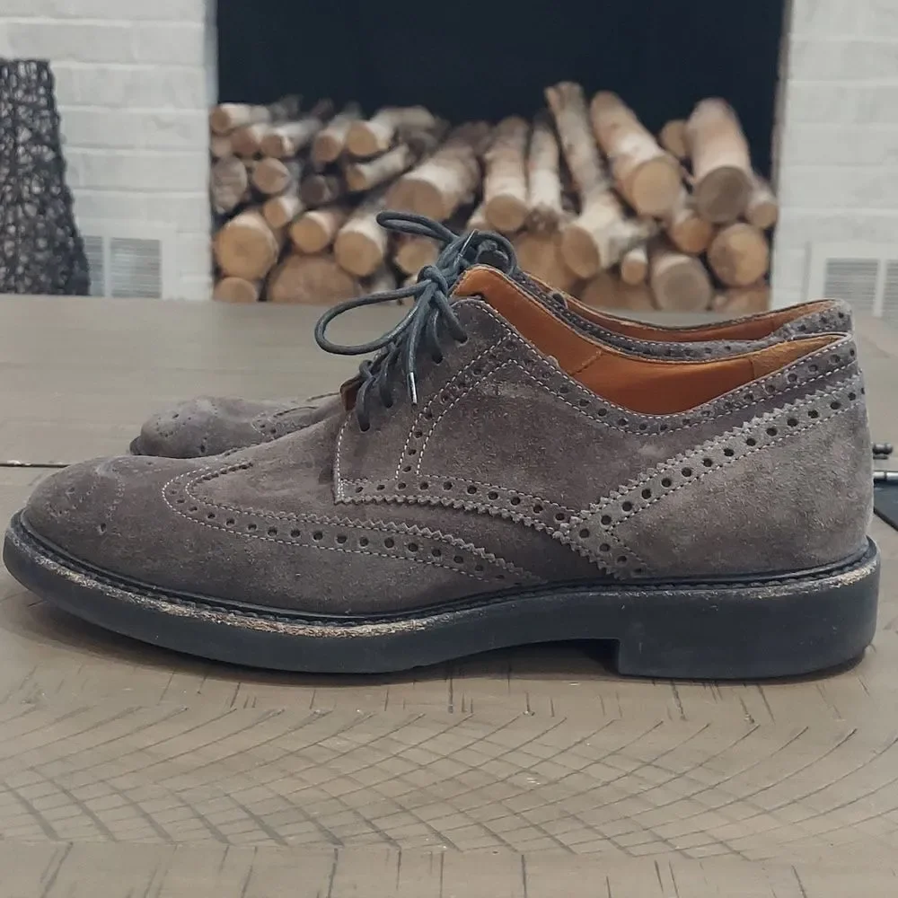 Aquatalia Greyish Brown Suede Derby Oxfords Shoes Sz 8.5